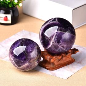 1PC Natural Dream Amethyst Ball Polished Globe Massaging Ball Reiki Healing Stone Home Decoration Exquisite Gifts