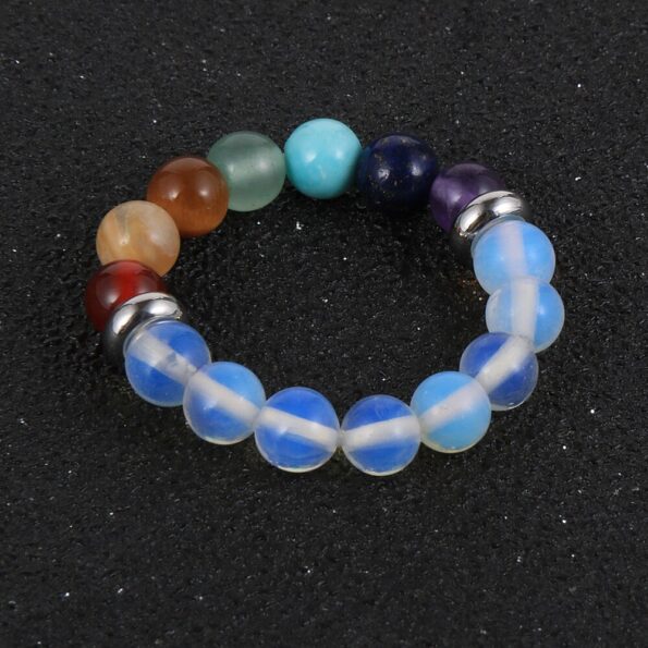 4mm Multicolor Natural Stone Beads 7 Chakra Rings Reiki Balance Meditation Healing Jewelry For Men Women 2