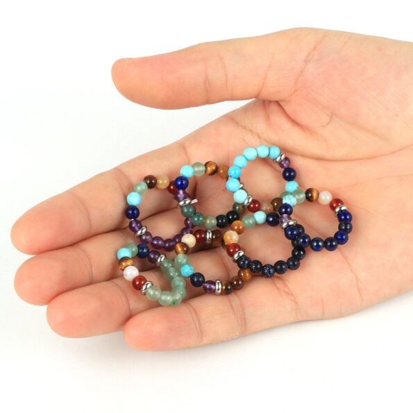 4mm Multicolor Natural Stone Beads 7 Chakra Rings Reiki Balance Meditation Healing Jewelry For Men Women 3