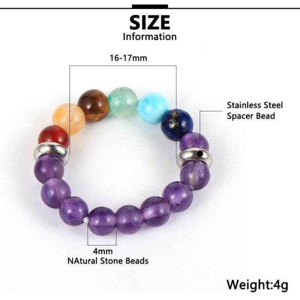 4mm Multicolor Natural Stone Beads 7 Chakra Rings Reiki Balance Meditation Healing Jewelry For Men Women 5