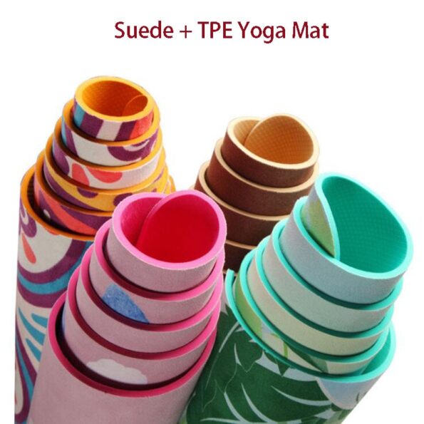 5 5 MM Lotus Pattern Suede TPE Yoga Mat Pad Non slip Slimming Exercise Fitness Gymnastics 4