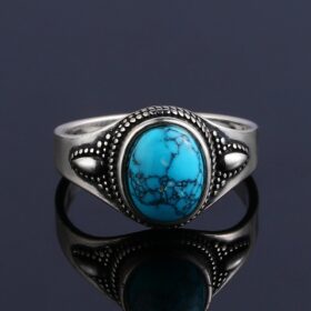 925 Sterling Silver Natural Turquoise Engagement Rings for Women Men Vintage Fine Jewelry Hot Sale Party