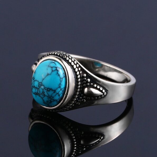 925 Sterling Silver Natural Turquoise Engagement Rings for Women Men Vintage Fine Jewelry Hot Sale Party 3