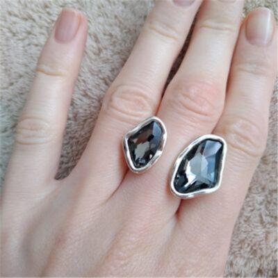 Anslow Fashion Jewelry Brand Top Quality Opening Irregular Crystal Wedding Bride Ring For Women Christmas Mothers