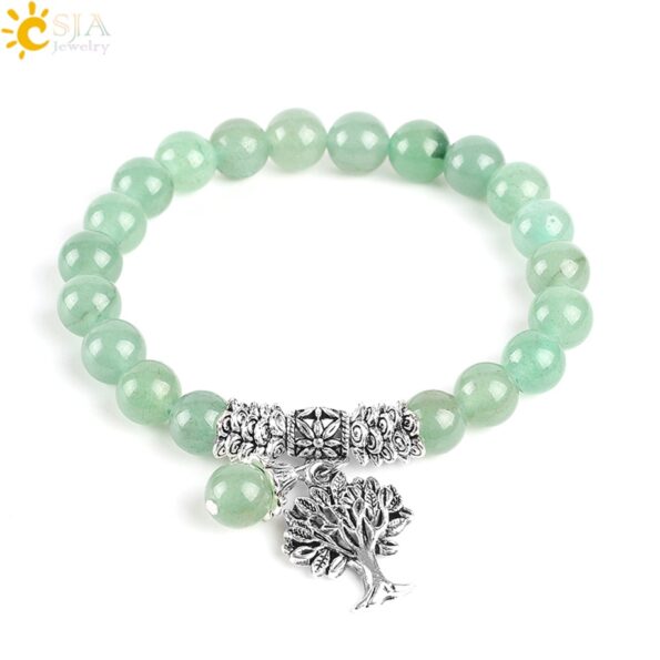 CSJA New Meditation Green Aventurine Women Bracelets Natural Stone Yoga Mala Prayer Rosary Beads Healing Reiki 2