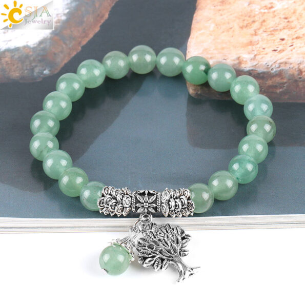 CSJA New Meditation Green Aventurine Women Bracelets Natural Stone Yoga Mala Prayer Rosary Beads Healing Reiki 4