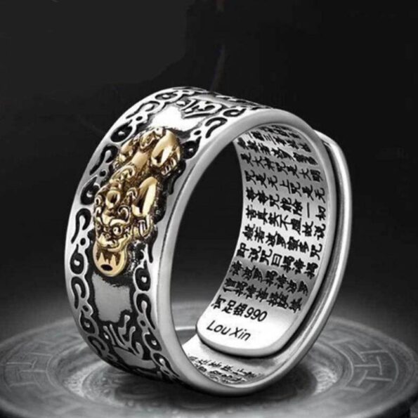 Couple Ring Feng Shui Amulet Wealth Lucky Open Adjustable Ring Buddhist Jewelry for Women Men Gift 2