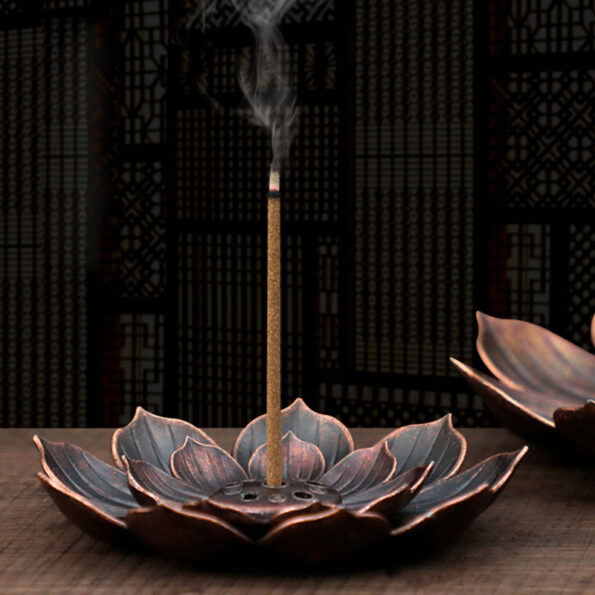 Meditation Buddha Sandalwood Stick Holder Burner Round Dish Lotus Flower Catcher Plate Incense Holders Home Decor 1