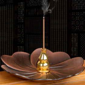 Meditation Buddha Sandalwood Stick Holder Burner Round Dish Lotus Flower Catcher Plate Incense Holders Home Decor