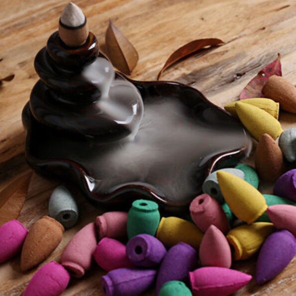 Mix 40pcs Big 3 5cm Natural Smoke Cone Backflow Incense Yoga Meditation Reflux Tower Incense Rose