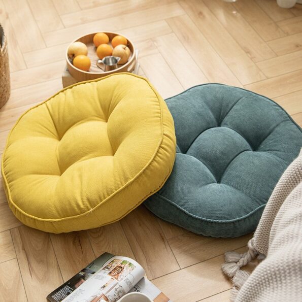 Nordic Plain Velvet Tatami Cushion Pillow Thickened Winter Sofa Back Cushion Floor Meditation Cushion Futon Round 2