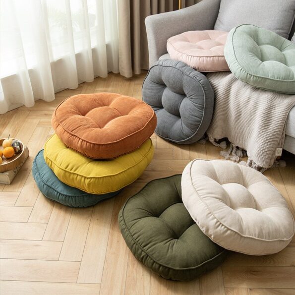 Nordic Plain Velvet Tatami Cushion Pillow Thickened Winter Sofa Back Cushion Floor Meditation Cushion Futon Round 3