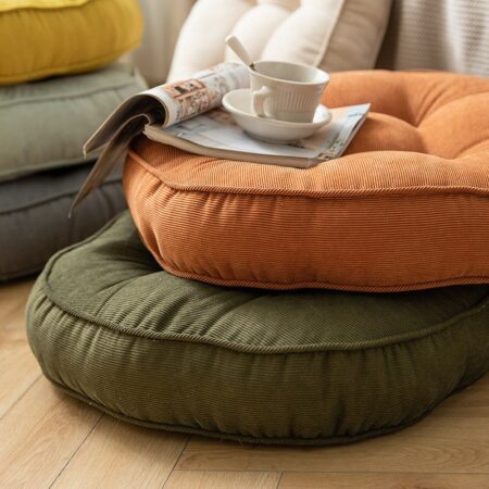 Nordic Plain Velvet Tatami Cushion Pillow Thickened Winter Sofa Back Cushion Floor Meditation Cushion Futon Round