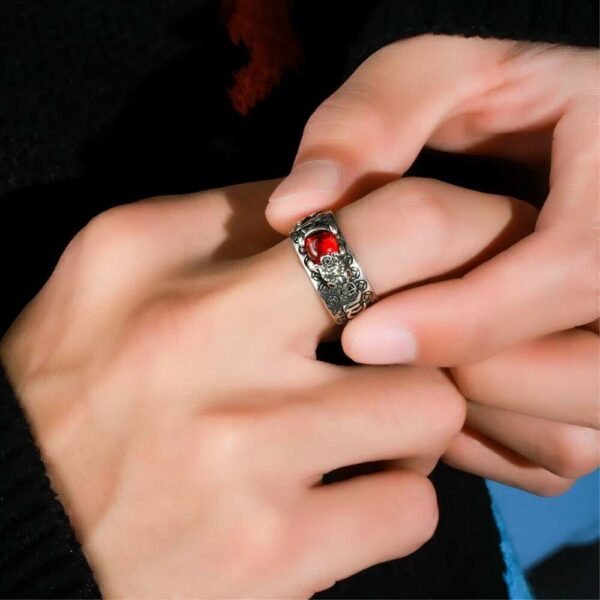 Pixiu Charms Feng Shui Ring Amulet Protection Wealth Lucky Open Adjustable Ring Buddhist Jewelry for Women 3