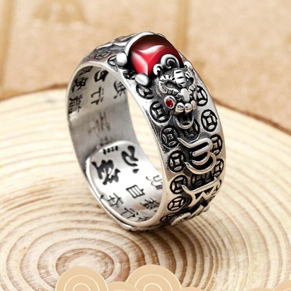 Pixiu Charms Feng Shui Ring Amulet Protection Wealth Lucky Open Adjustable Ring Buddhist Jewelry for Women 4