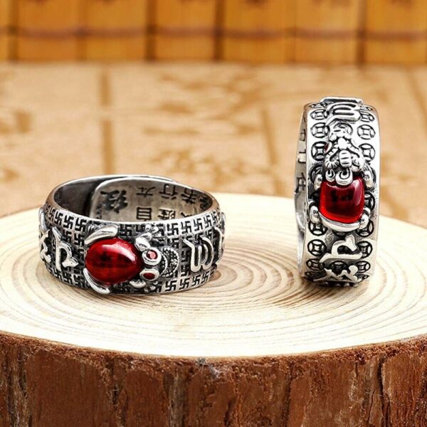 Pixiu Charms Feng Shui Ring Amulet Protection Wealth Lucky Open Adjustable Ring Buddhist Jewelry for Women