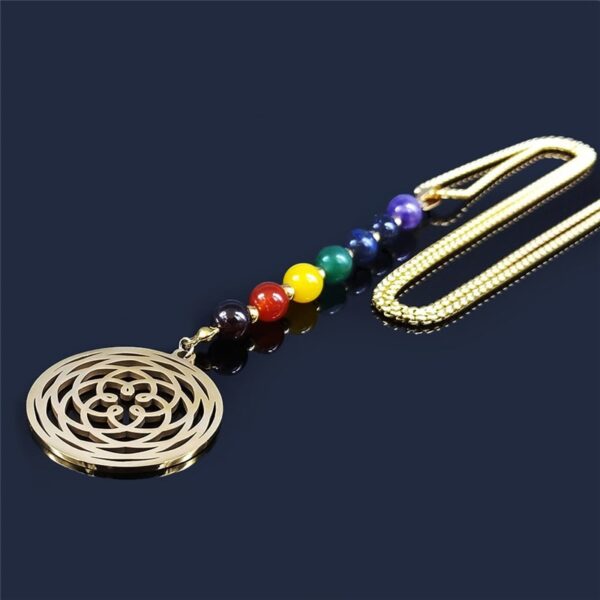 7 Chakra Yoga Flower of Life Necklace Lotus Buddhas Moon Carved Gem Stone Beads Necklaces Reiki 1