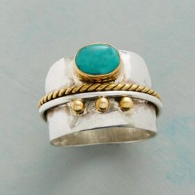 Vintage-Tibet-Boho-Meditation-Ring-Two-Tone-Green-Stone-Ancient-Silver-Color-Carved-Oval-Blue-Stone