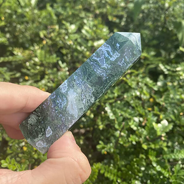 Natural-Crystals-Moss-Agate-Wands-Healing-Chakra-Stones-6-Faceted-Prism-Aquatic-Agate-Single-Point-Tower-3