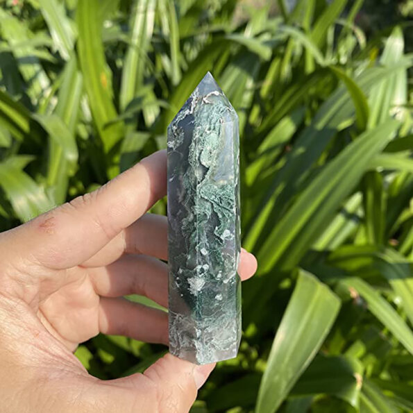 Natural-Crystals-Moss-Agate-Wands-Healing-Chakra-Stones-6-Faceted-Prism-Aquatic-Agate-Single-Point-Tower-4